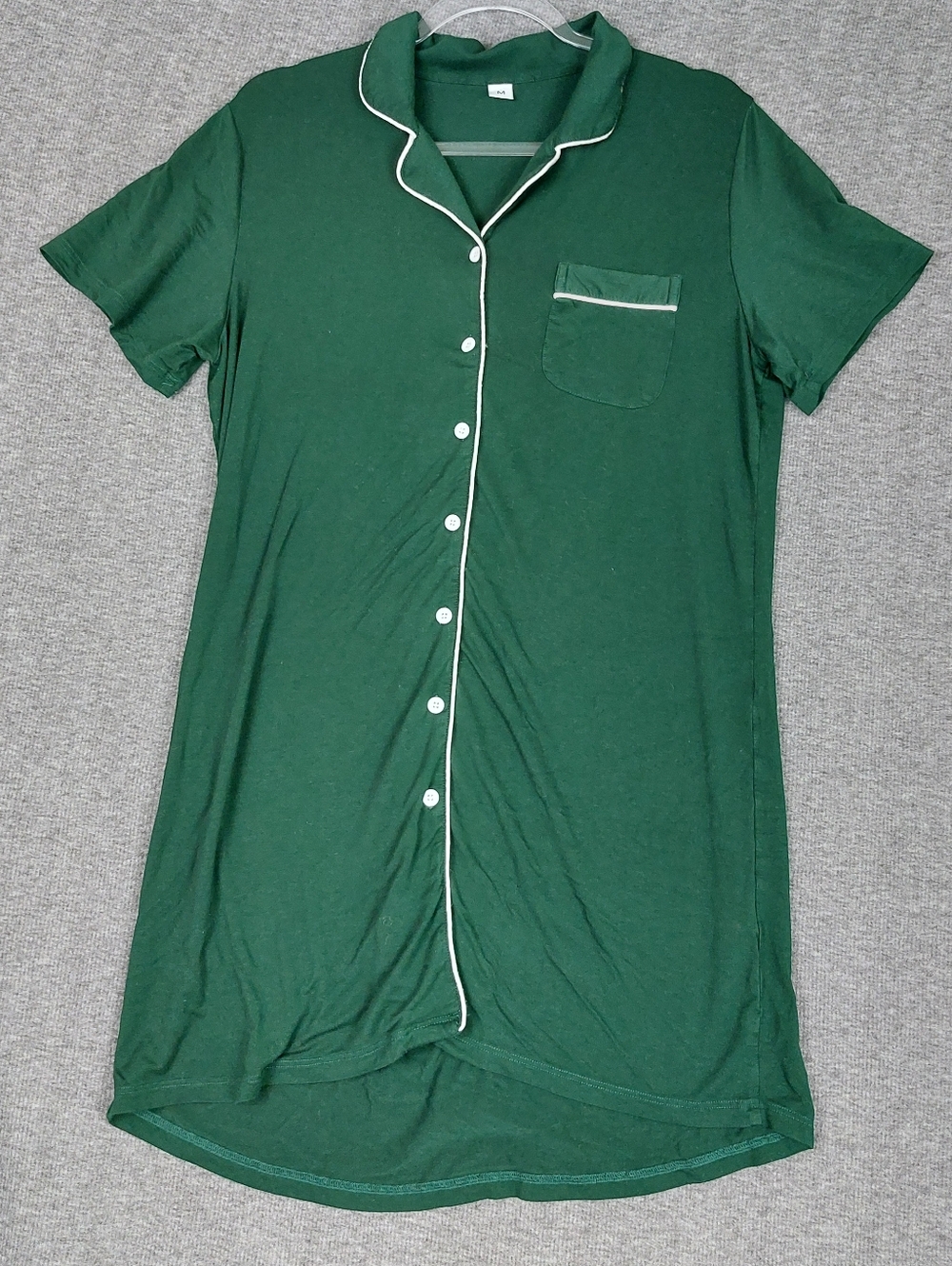 UNBRANDED WOMENS FOREST EMERALD GREEN BUTTON FRONT SLEEP SHIRT NIGHT GOWN SIZE M